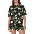 thumbnail image 2 of Pajamas Sets for Women 2 Piece Shorts Under $10 Casual Loose Printing Round Neck Short Sleeved Shorts Pajamas Suit, 2 of 6