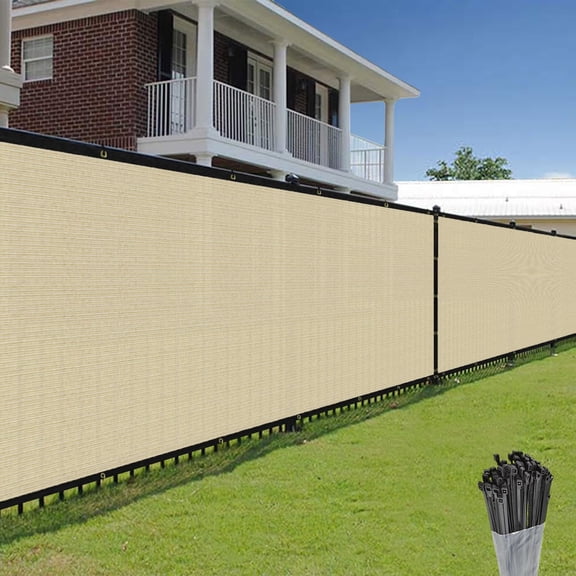 Sunrise 8' X 231' Privacy Fence Screen With Grommets, Outdoor Windscreen Fence Covering Privacy Screen UV Blockage For Backyard Garden Patio, Zip Ties Included (Beige)