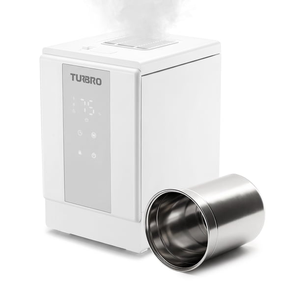 TURBRO 1 Gallon(4L) Warm Mist Humidifier, Filter-Free, 304 Stainless Steel, White