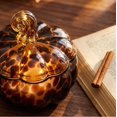 thumbnail image 5 of Pumpkin Shaped Scented Glass Candle, Lead-Free Cotton Wick Blended Warm Spice Candle for Burning & Lighting, Halloween Thanksgiving Fall Festival Table Centerpiece Decor Layout, 5 of 6
