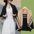 thumbnail image 5 of Women's Shawl Wrap Knitted Casual for Fall Winter (Black&Beige), 5 of 6