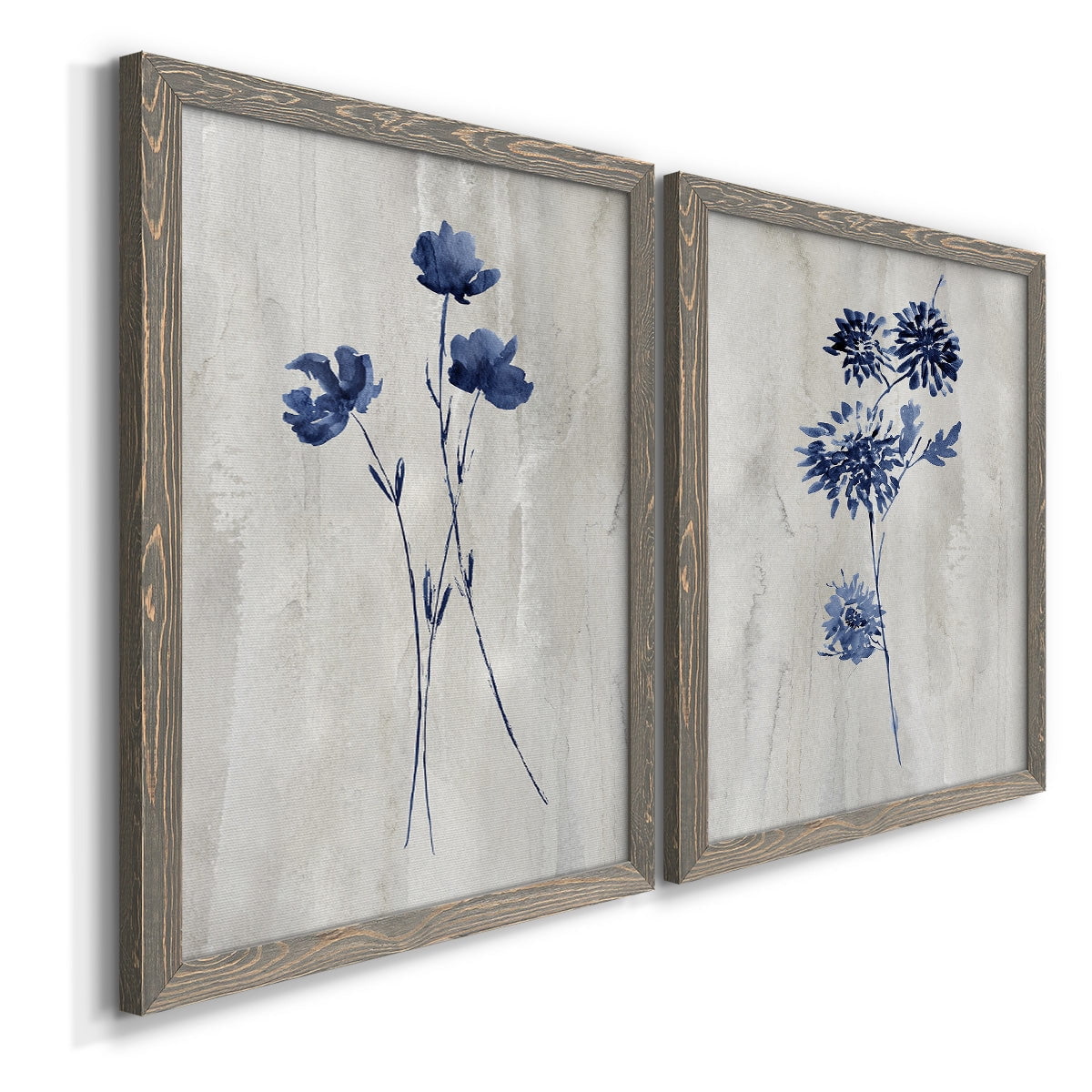 Indigo Botanical III - Premium Framed Canvas 2 Piece Set - Ready to Hang
