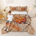 thumbnail image 2 of Castle Fairy Basketball Court Print Queen Comforter Set 3 Pieces, Sport Theme Comforter Sets Queen, Orange White Brown,1 Comforter and 2 Pillowcases, 2 of 6