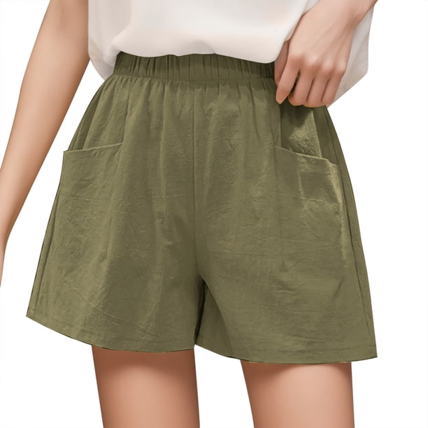 MKLEKYY Pantalones Cortos Anchos, Casuales, de Cintura Alta, Holgados y Finos para Mujer