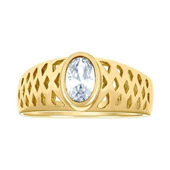 14k Yellow Gold Small Oval Cubic Zirconia Oval Fashion Ring 5.5x2.8mm Wide Ring for Women