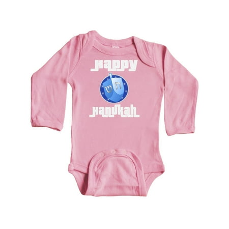 

Inktastic Happy Hanukkah Dreidel Gift Baby Boy or Baby Girl Long Sleeve Bodysuit