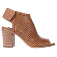 thumbnail image 3 of Womens STEVEN by Steve Madden Suzy Perforated Open Toe Heel Ankle Booties - Tan, 3 of 7