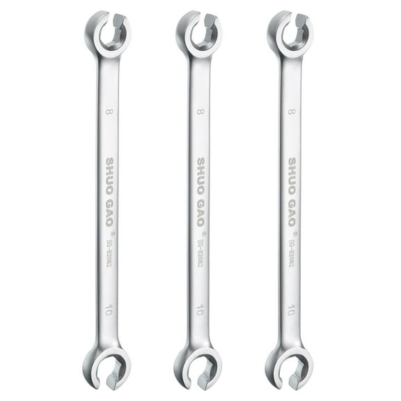 3pcs Flare Nut Metric Wrench 8mm x 10mm High Carbon Steel Nickel Plating