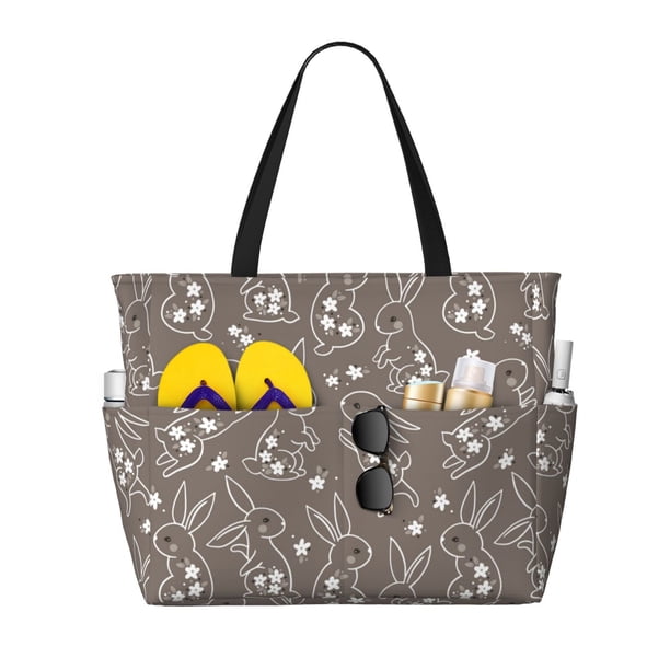 Fotbe Retro Bunny Bolsa de Viaje para Playa - Resistente al Agua, Bolsa Tote de Gran Capacidad y Ligera con 7 Bolsillos para Mujeres y Hombres