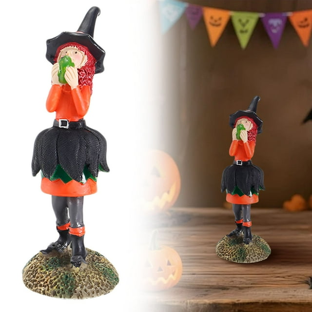 HANDIED Desktop objects Bewitching Halloween Witch Doll Statue Decorative Tabletop Figurine Resin Home Desktop Decor