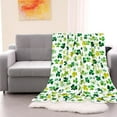 thumbnail image 6 of St. Patrick''s Day Fuzzy Blanket Watercolor Shamrock Throw Blanket Lucky Clover Irish Green Decorative Soft Cozy Flannel Blanket for Home Bed Sofa Couch Chair, 50 x 60 Inch, 6 of 6