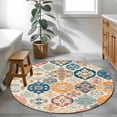 thumbnail image 4 of Boho Morocco Large Area Rugs for Bedroom Living Room, Soft Non Slip Carpet Bedside Rug, Retro Farmhouse Ethnic Neutral Aesthetic Round Floor Cover Kitchen Accent Rug 3' for Dining Room/Office, 4 of 9