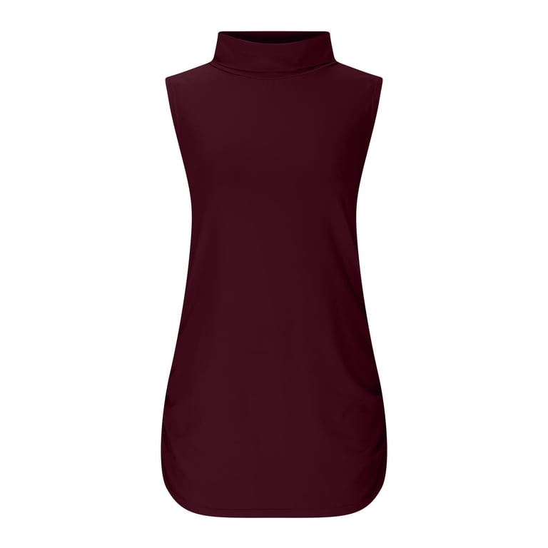 Sleeveless Turtlenecks for Women Horkkom Solid Color Mock