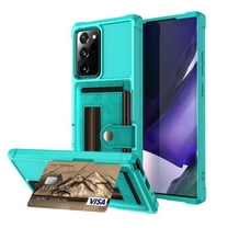 Dteck Case for Samsung Galaxy Note 20 Ultra/Note20 Ultra 5G 6.9-inch ,Shockproof Rubber Card Holder Leather Wallet Back Phone Kickstand Cover,Green