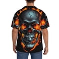 thumbnail image 3 of KLL Flame Metal Skull Print Men's Shirt Short Sleeve Button Down Summer Cuba Beach Shirts- 3X-Large, 3 of 5