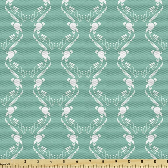 Vines Fabric by the Yard, Art Deco Monotone Repetitive Grape Leaves Inspired Abstract Botany Illustration, Decorative Upholstery Fabric for Chairs & Home Accents, 2 Yards, Seafoam White by Ambesonne