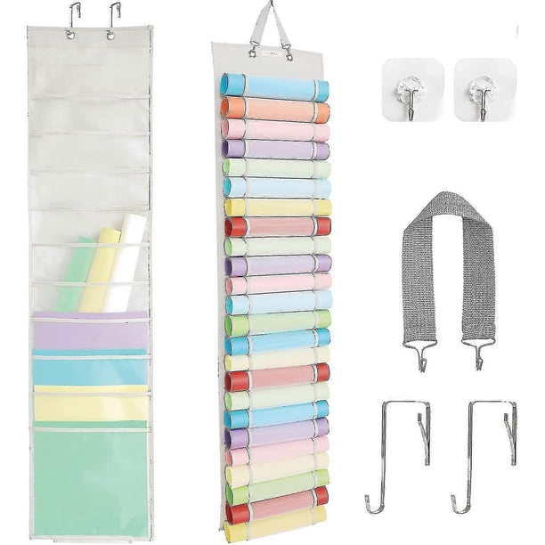 Vinyl Roll H - 24 Rolls Vinyl Stora Izer With 10 Pockets, Hanging Craft Vinyl Roll Keeper For Craft , Adjable Vinyl Stora Bag Fo