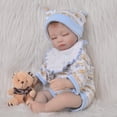 thumbnail image 1 of Muñeca Reborn, accesorios para bebés, de 4 piezas para y niñas recién nacidos de 17-18 pulgadas, mameluco a rayas con estampado de animale Yotijar Doll Rompers Hat Bib, 1 of 8
