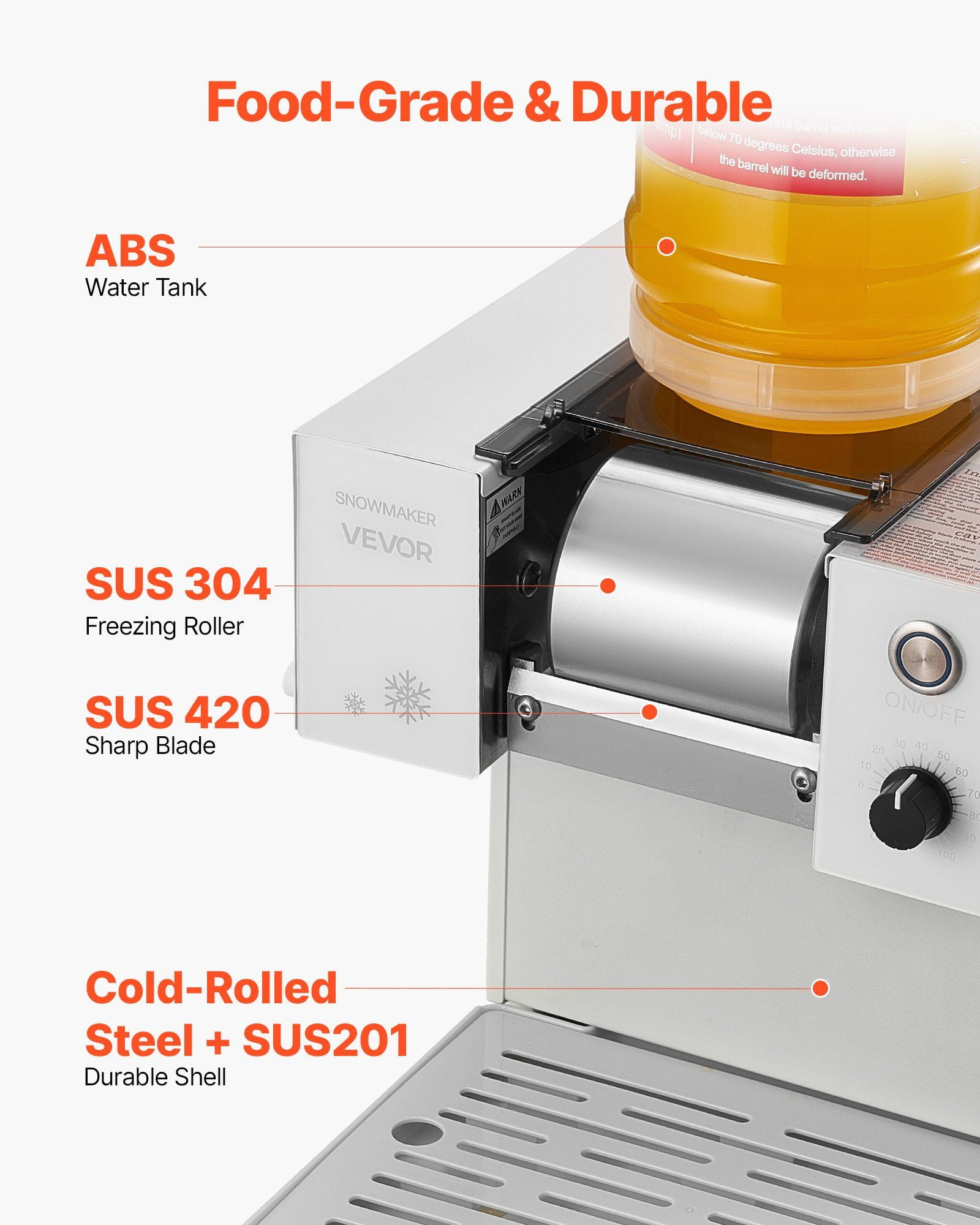 Snowflake Ice Machine, 88LBS/24H Snowflake Ice Maker, Ice-Shaver Machine with Stainless Steel Blade, Electric Snow Cone Maker with 0.48 Gal Tank, 90S Fast Pre-Cooling, for Home & Small Gathering