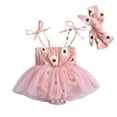 thumbnail image 1 of MIASHUI Barboteuse Sans Manches à Imprimé Floral pour Filles, Robe Tutu en Maille avec Bandeaux, Rose, 0-3 Mois, 1 of 4