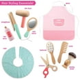 thumbnail image 3 of SVAN Hair Salon Wooden Playset - Full Vanity Mirror Playset w Chair & Rolling Cart- Includes Blow Dryer, Brush, Styling, Cutting Tools & More, 3 of 5