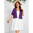 thumbnail image 2 of SHOWMALL Womens Plus Cropped Cardigan Open Front Shrug for Dresses Lightweight Bolero for Summer Purple 4X, 2 of 8