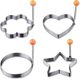 thumbnail image 1 of Juego de 4 anillos para huevos fritos de acero inoxidable con asa plegable., 1 of 5