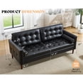 thumbnail image 3 of VanAcc Leather Sofa, Mid Century Modern Genuine Leather Sofa, 3 Seater Comfy Couch for Living Room Home Office, Black Leather Couch, 3 of 9