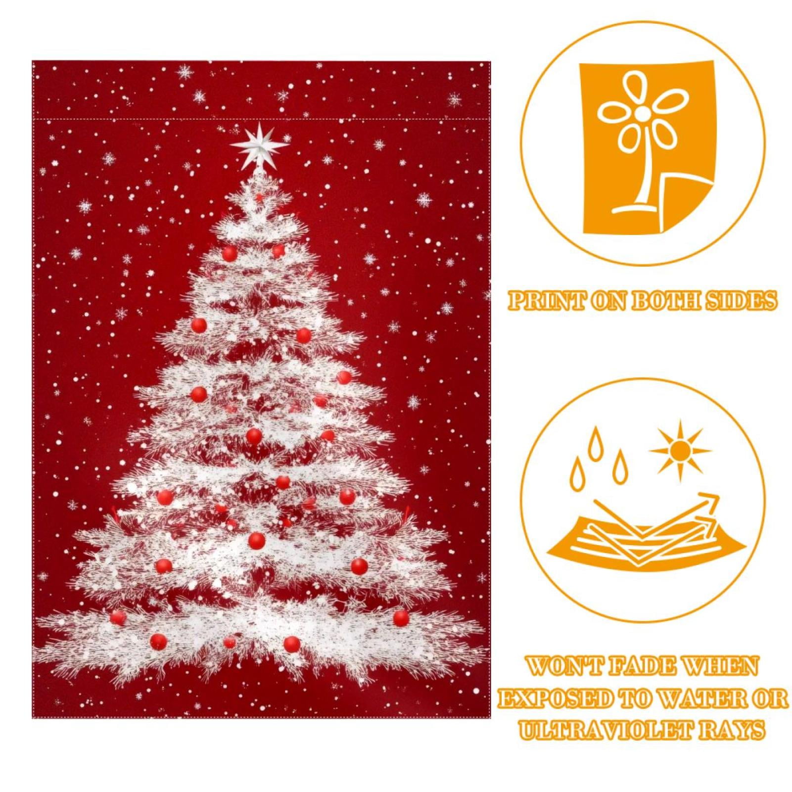 Welcome Christmas Tree Red Snowflakes Garden Flag, Vertical Double Sided Small House Flag, Yard Farmhouse Outdoor Deck Veranda Lawn Decor 28x40 Inch