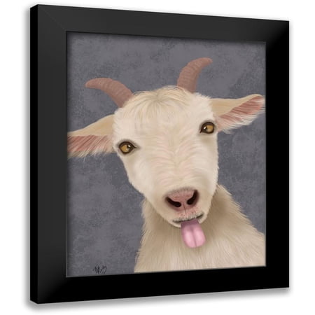 Fab Funky 12x14 Black Modern Framed Museum Art Print Titled - Funny Farm Goat 2
