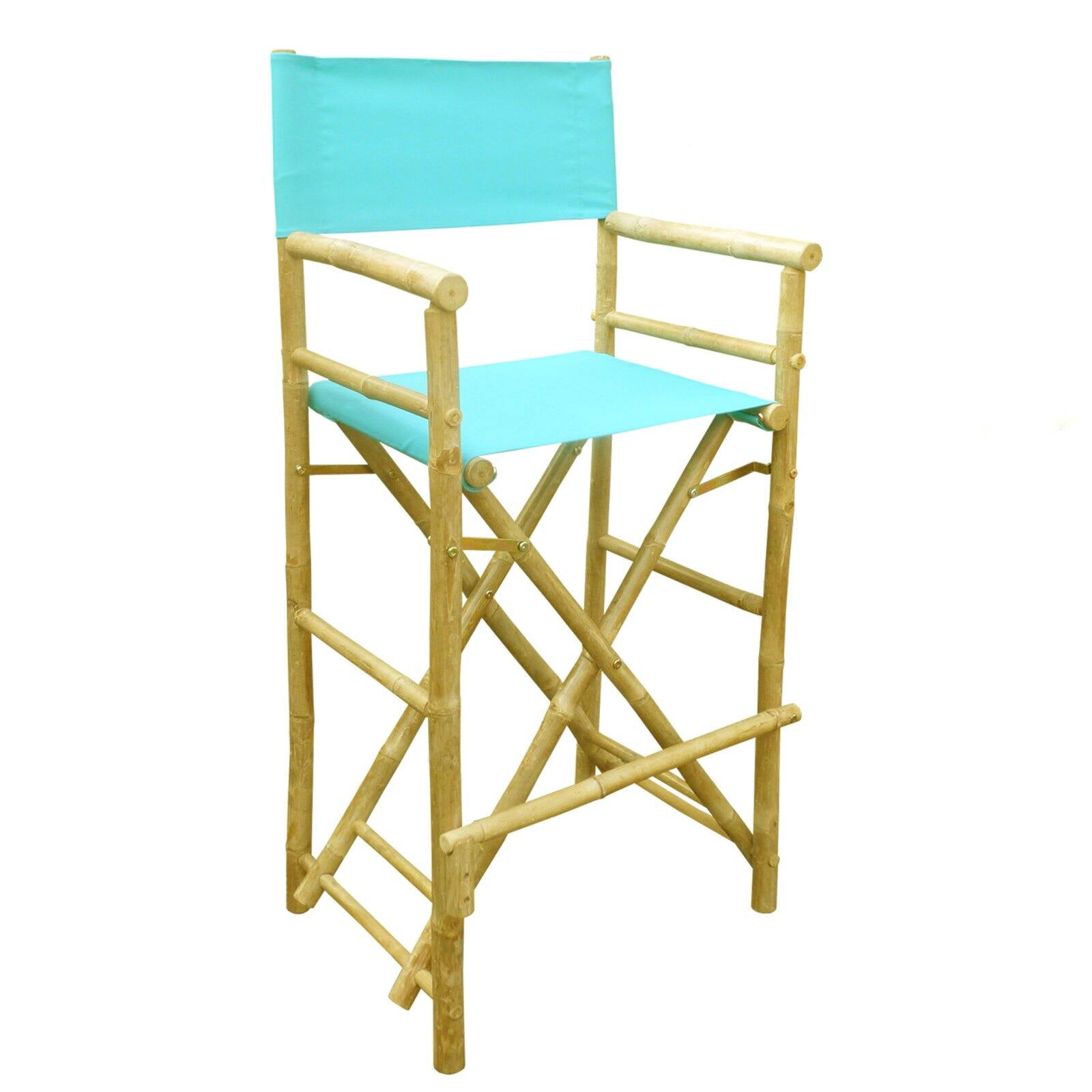 Statra Bamboo Indoor Outdoor Canvas Directors Chair Barstool Set of 2