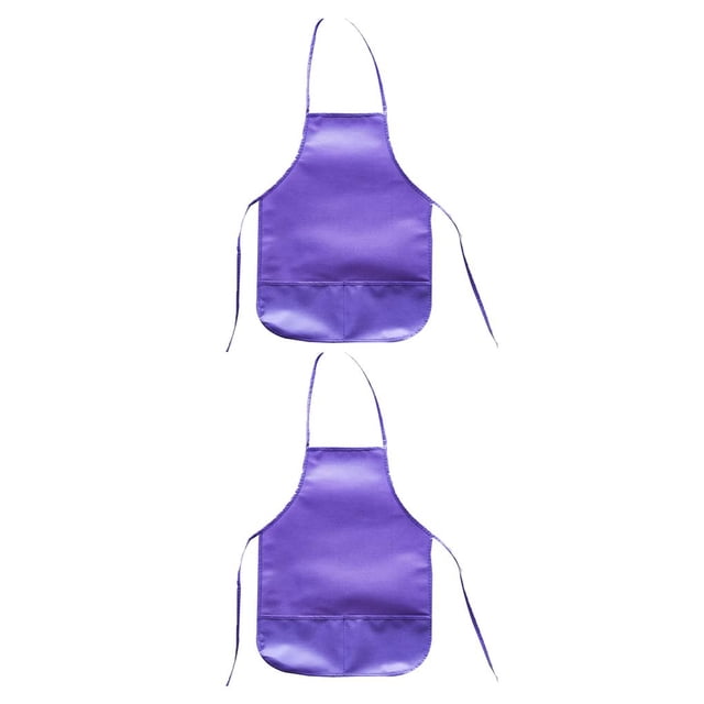 Jumpingount Delantal de pintura no tejido para niños, delantales sin mangas reutilizables para cocinar y hornear, accesorios decorativos para ropa violeta 2Conjunto