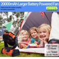 Outdoor 20000 mAh Rechargeable Tent Camping Fan with LED Hook,8 inch Remote Timer USB Portable Battery Operated Fan,270° Pivot 58 Hrs Desk Fan for Travel,BBQ,Poweroutage,Jobsite (orange)