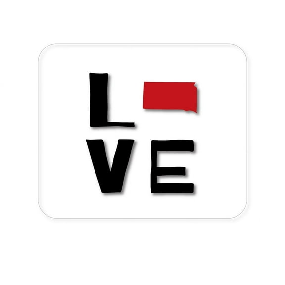 DistinctInk Mouse Pad - 1/4" Foam Rubber - South Dakota - Love Black & Red