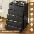 thumbnail image 6 of Tall Dresser with 6 Drawers Dresser for Bedroom, Modern Wood Chest of Drawers 6 Drawer Dresser with Large Capacity for Living,Room Closet, Hallway, Entryway,Black, 6 of 8