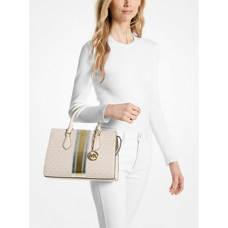 Michael Kors Women's Sheila Medium Signature Logo and Metallic