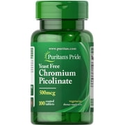 Puritan's Pride Chromium Picolinate 500 Mcg Yeast Free, 100 Coated Tablets