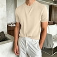 thumbnail image 2 of hotojiny Mens Casual T-Shirts Classic Short Sleeve Knit Tees Crewneck Ribbed Solid Shirts Comfort Business Work Tops, 2 of 5