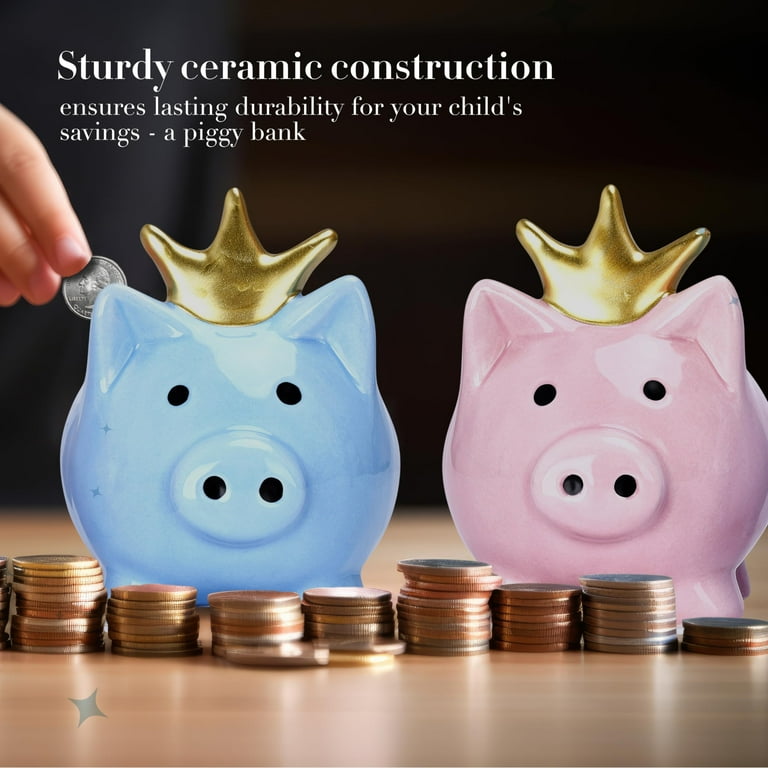 MeantToBe Piggy Bank for Kids Set of Unbreakable Ceramic