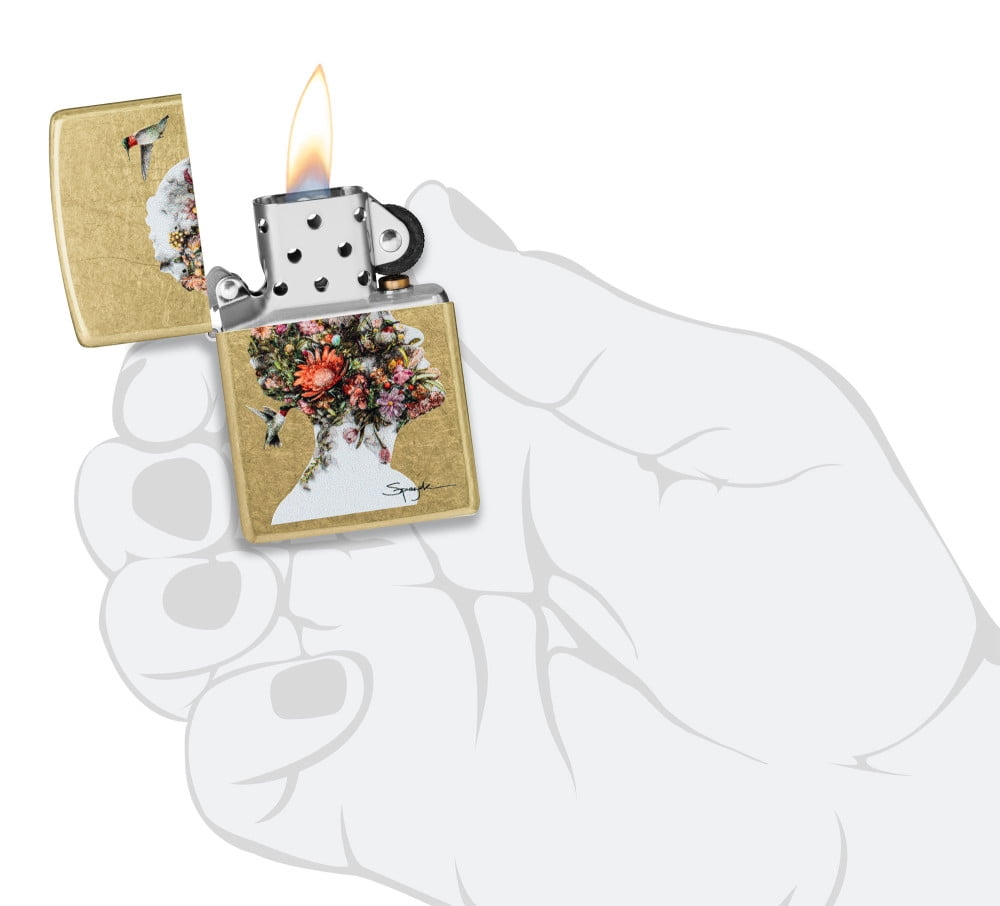 Zippo Pocket Lighter Spazuk Hummingbirds Design Street Brass