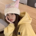 thumbnail image 4 of Gorro de lana con orejas de gato y estrella para mujer y niña, gorro cálido con protección para los oídos, versión coreana, Y2k, invierno, 2023, 4 of 5