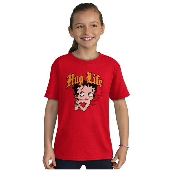 Funny Betty Boop Cartoon Hug Life Girls Kids T Shirt Tees Teen Brisco Brands L