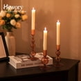 thumbnail image 2 of Juego de candelabros Hewory de cristal, 3 piezas, acanalados, color marrón, 2 of 7