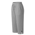thumbnail image 7 of Delayuji Womens Capri Pant High Waisted Drawstring Elastic Comfy Straight Leg Short Pants Cropped Pant With Pockets, 7 of 7