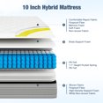 thumbnail image 2 of Queen Mattress, DIGLANT 10 Inch Hybrid Tight Top Mattress, Memory Foam Pocket Spring Mattress Sleep Supportive & Pressure Relief, Medium Firm Feel Mattress in a Box, CertiPUR-US Certified, 2 of 8