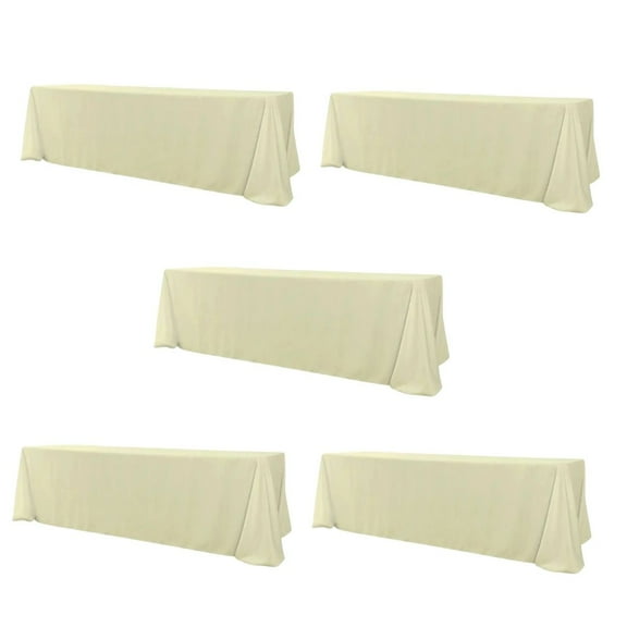 Ivory Polyester Rectangle Tablecloth 90" x 156" 5-Pack by Chivari