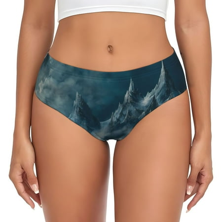 Naloa Mysterious Moonlit Mountains Womens No Show Cotton Underwear Mid-High Waisted Soft Ladies Panties Strech Breathable Briefs -4X-Large