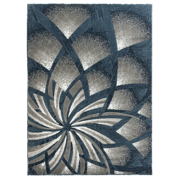 Newport Collection - Blue, Gray Geometric Modern Area Rug