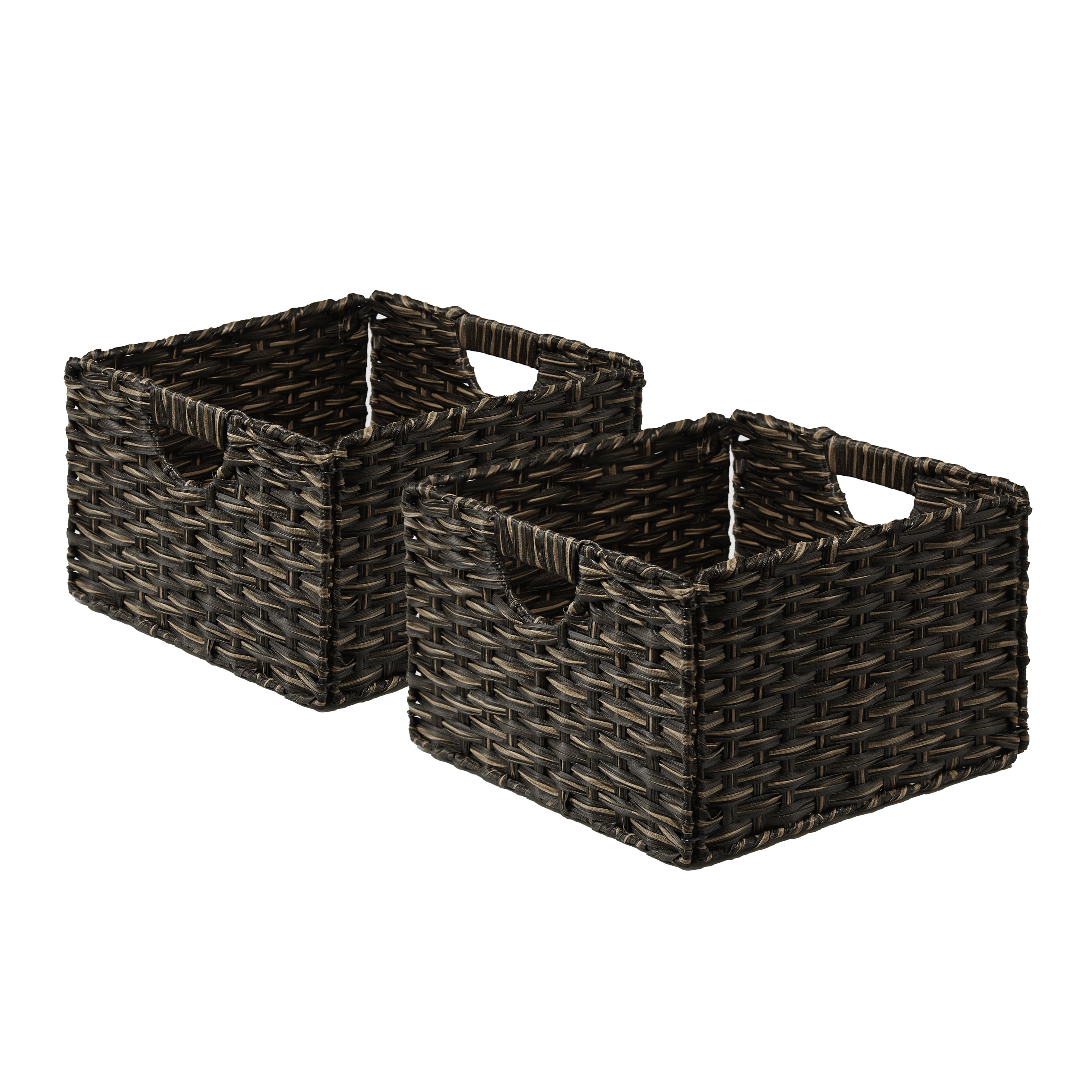 Set of 2 Seville Classics Decorative Woven Storage Baskets In Grey 