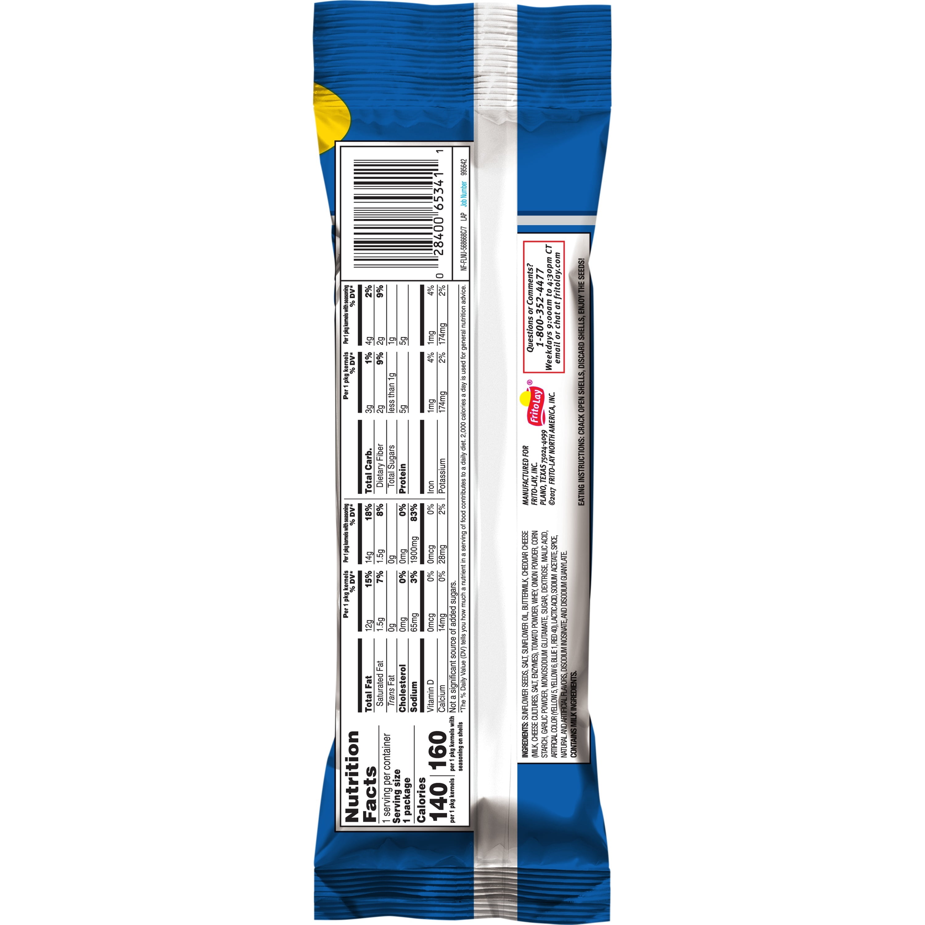 Frito-Lay Extra Long Ranch Flavor Sunflower Seeds, 1.75 Ounce Bag, No Allergens Contained